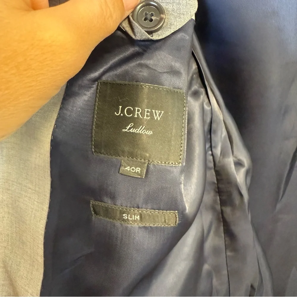 J.Crew Ludlow Tollegno 1900 Dark Gray Italian‎ Wool Suit Jacket Size 40R NWT